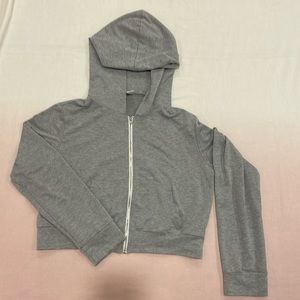 Amazon cropped light grey hoodie.
